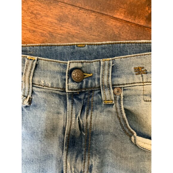 R13 Blue Light Wash Distressed Deacon Slate Denim Jeans, Size 29 - Picture 3 of 10